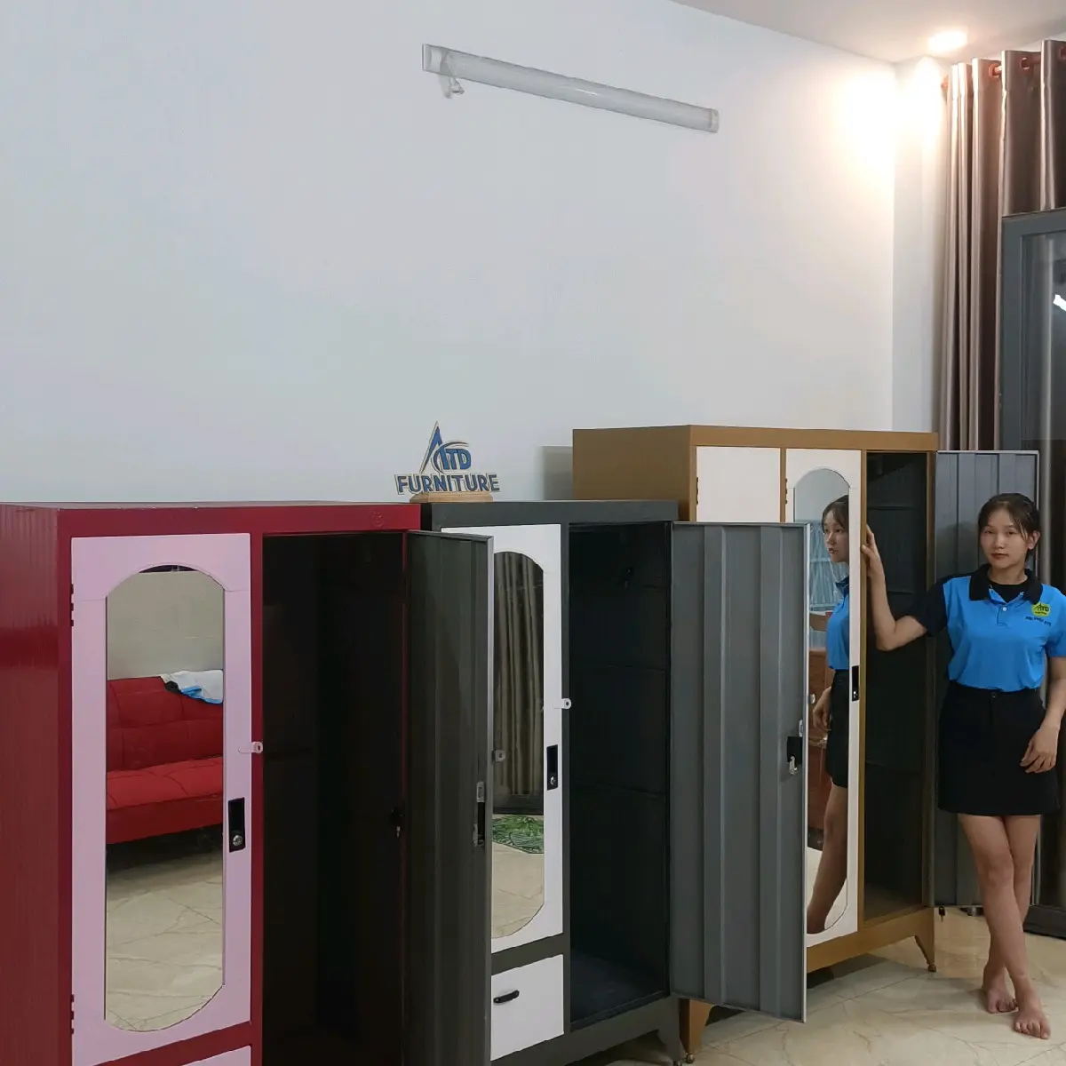 Tủ sắt 2 cánh 3 cánh đựng quần áo nhiều kích thước màu sắc - Nội thất ATD