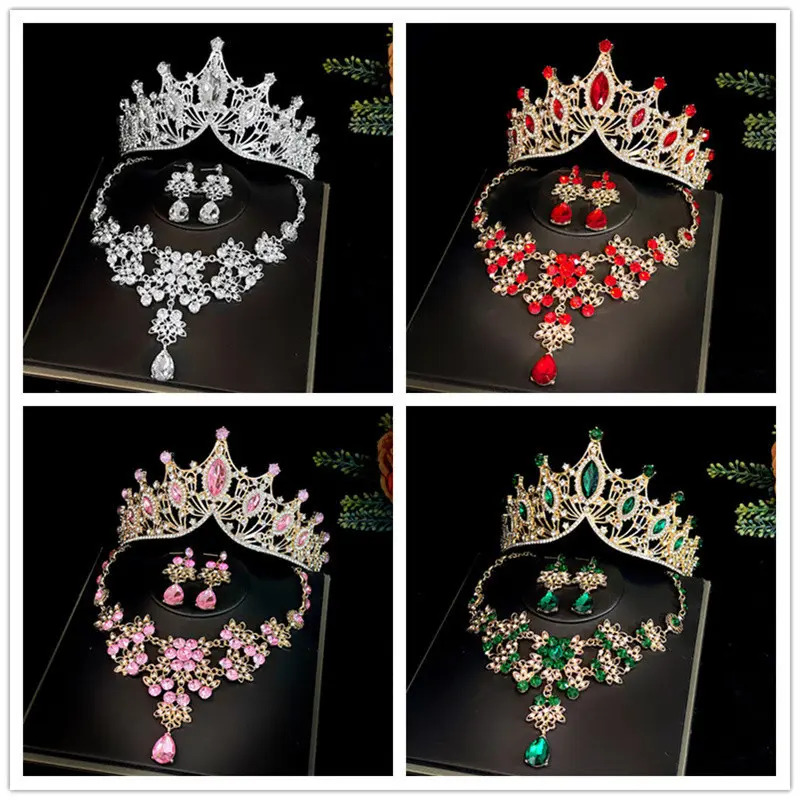 3pcs/set Baroque Crystal Bridal 3pcs bridal set featuring a baroque style - Temu main image 3