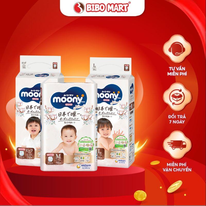 [COMBO 2] Tã dán/Bỉm quần Moony Natural chất liệu cao cấp an toàn cho bé NB62/L38/ M46/ S58/XL32/L36
