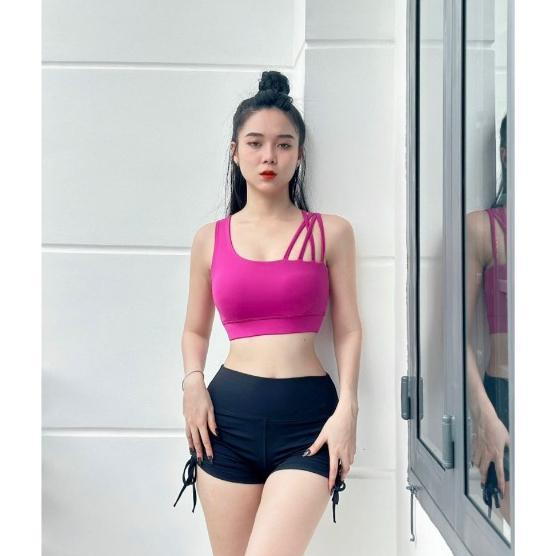 Áo tập gym , yoga, áo tập erobic, zumba , áo đan dây 1 bên vai mặc được 2 kiểu siêu đẹp Sport Top Bra Tập Yoga