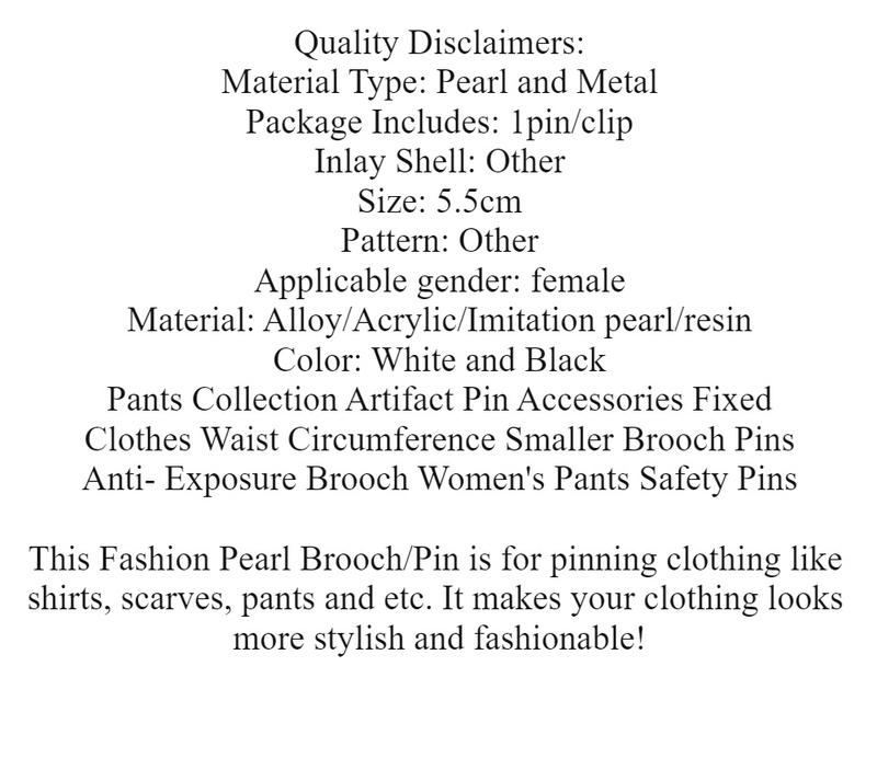 Product Introduction of City Goods 1pc Pearl Brooch Tightening Waistband Pin Opening Bottom Metal Pearl Cute Brooch Pin Jewelry 0
