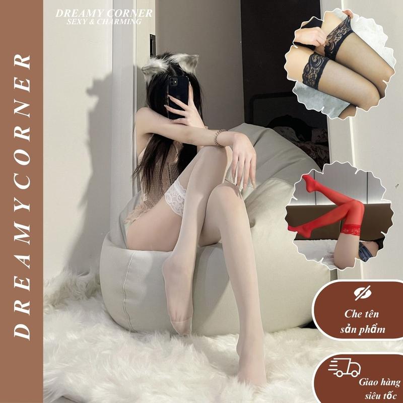 Tất ren dài qua gối phối ren sexy cho nữ TAT02 CHE TÊN Vớ ren dài qua gối gợi cảm quyến rũ Tất vớ ren