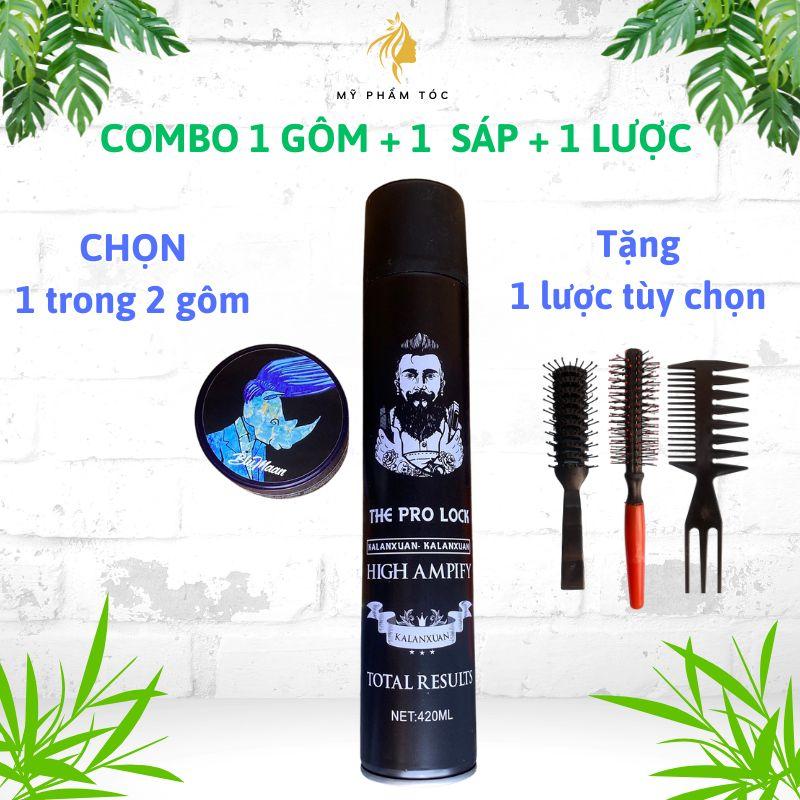 Combo Gôm Xịt Tóc Thepro và Sáp Vuốt Tóc Nam Bluman Xanh + Lược Tạo Kiểu Tùy Chọn