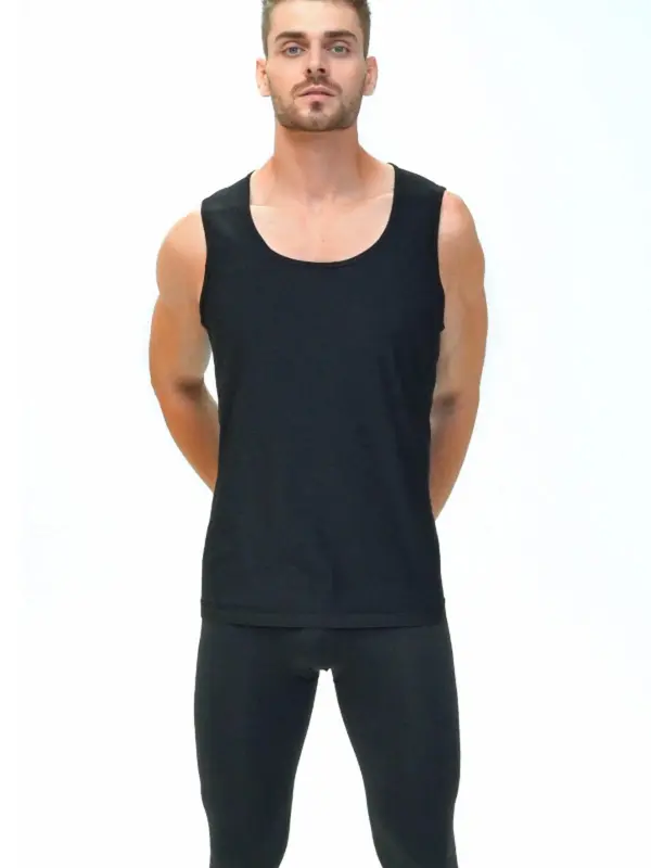 Sporty Men's Round Neck Sports Sauna Vest, Tight-fitting Solid Color Sleeveless Sauna Tank Top for Running Workout Gym Outfits, Casual Sporty Top for Summer, Men's Streetwear & Activewear 2