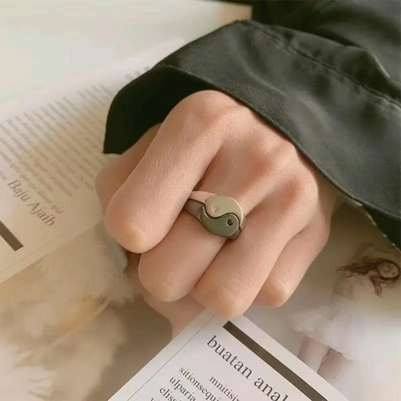Cincin Kasual Desain Couple Yin dan Yang (Model Terbuka) Hadiah 5