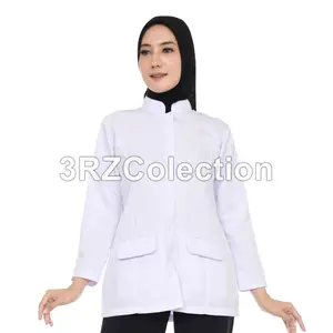 Kemeja Putih Wanita PNS Kerah Sanghai Lembut - Atasan Dinas Seragam Terbaru Lengan Panjang & Pendek