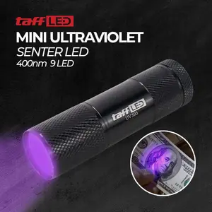 Taffled Senter Ultraviolet Untuk Cek Uang 9 LED Mini 400nm UV 395 Hitam