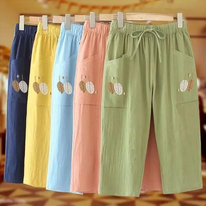 2-Pack Plus Size Lounge Pants for Women, Made of 100% Cotton, Elastic Waist, Comfortable, Capris 7/8, Suitable for Curvy Ladies, Can Support Up to 220 Pounds, Positive Reviews 87000+