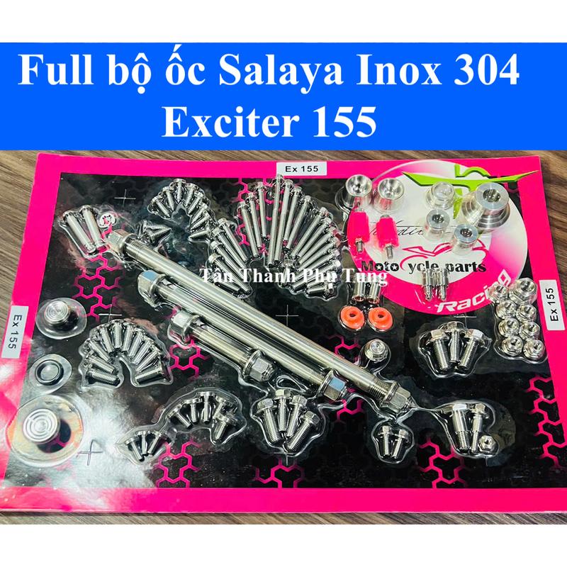 Full bộ ốc Salaya Inox 304 Exciter 155, Y16ZR Mẫu V2 đầu Thái ( vĩ hồng)