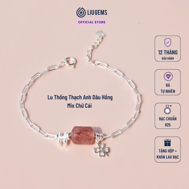 Lắc Tay Bạc 925 Lu Thống Mix Charm Chữ Cái Liugems Đá Phong Thủy Cá Tính Thời Trang Hanh Thông Công Việc VB36 (Mua một, tặng một hộp đựng trang sức + một khăn lau bạc miễn phí)