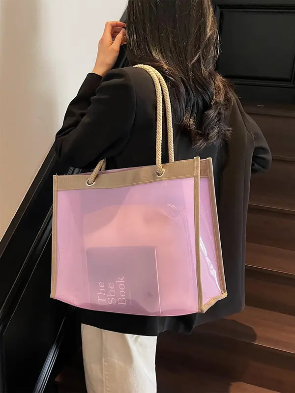 Fashionable Clear Tote Bag, Casual Versatile Shoulder Bag for Women, Trendy All-match Bag for Daily Use 3
