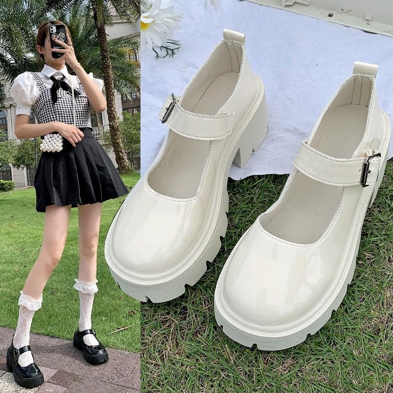 Sepatu loafers wanita sepatu Loly MJ Hitam Putih Shoes Sandal Sendal fantofel  korea 8