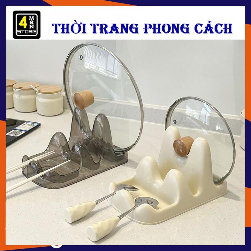 AMIZIN Giá Đỡ Úp Nắp Nồi 3 Ngăn Chữ U Kệ Gác Để Nắp Vung Xoong Nồi Thìa Đũa…