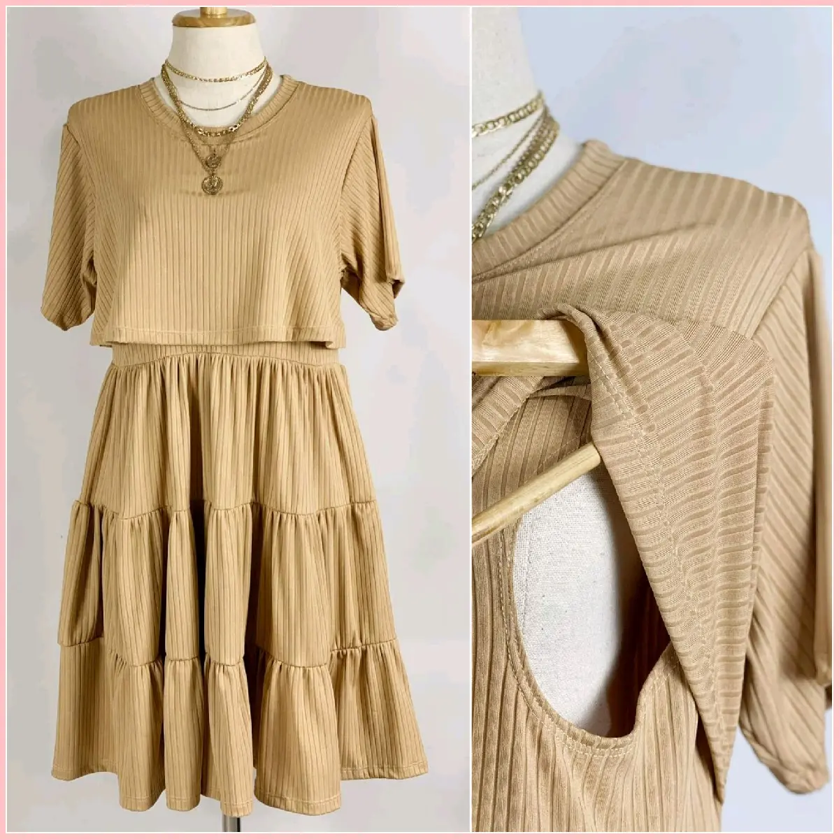 Knitted Maternity/ Breastfeeding/ Nursing Dress Plain