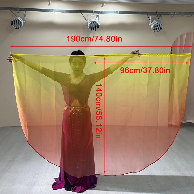 Product Introduction of Women Belly Gradient Dance Long Fan National Long Bamboo Fan Colors Silk Fans For Dancer Decor Hand 0
