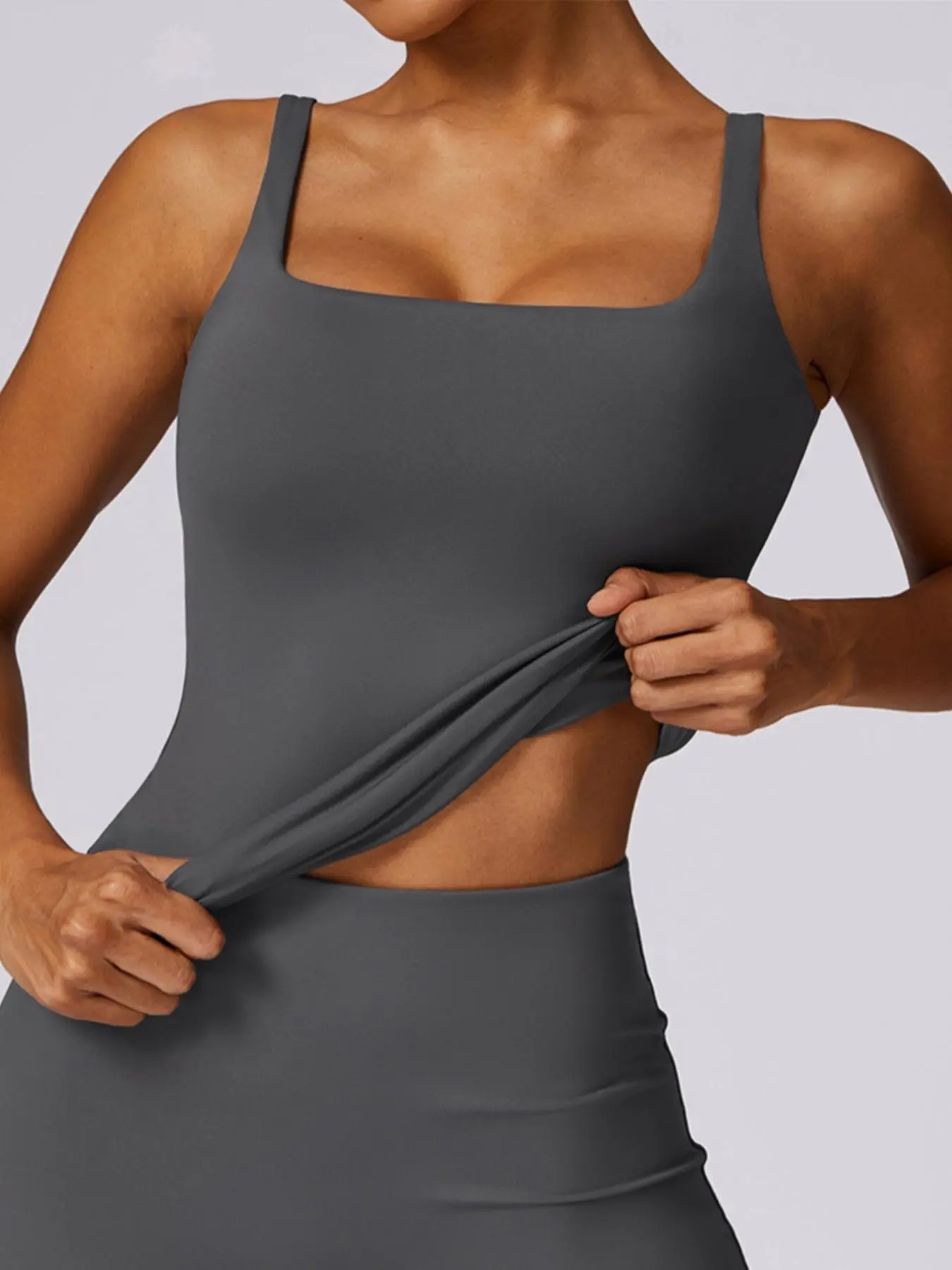 Women's Plain Square Neck Sports Vest, Sporty Quick Drying Cami Top, Running Vest, Gym Clothes, Ladies Sportswear Clothing for Summer, Timeless Square Neck Vest