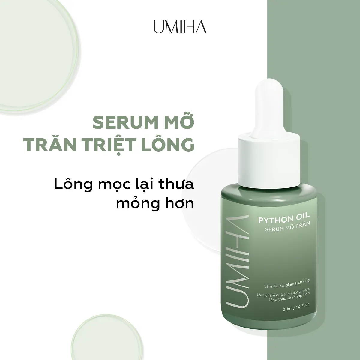 Mỡ trăn triệt lông UMIHA 30ml giúp ức chế mọc lông sau khi dùng kem tẩy, sáp wax lông