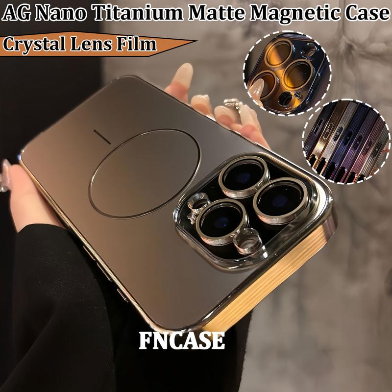 Ốp Nam Châm Lì AG Nano AG, Chống Vân Tay, Phim Kính Cường Lực Bảo Vệ Camera Tương Thích Với iPhone 13, 14, 15, 16, 17, Pro Max Và 14 / 15 PLUS, Bao Phủ Toàn Bộ, Chống Sốc, Vỏ Cạnh Mềm, Chống Sốc