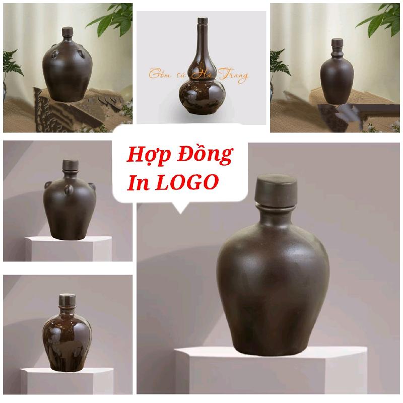 [ in logo ] Bình Rượu 1L - Chum Rượu Bát Tràng Cao Cấp - Giá rẻ - Hợp Đồng 0
