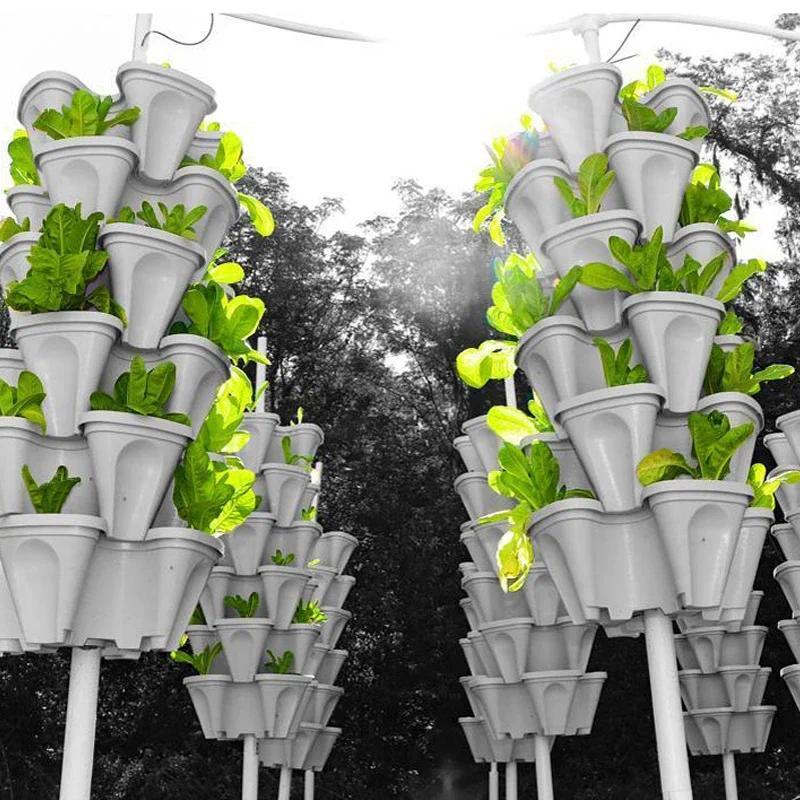 Product Introduction of Three-Petal Pot Decoration 1PC Plastic Stackable Vertical Flower Plant Pot Strawberry Seedling Holder Vegetable Planters Garden 2