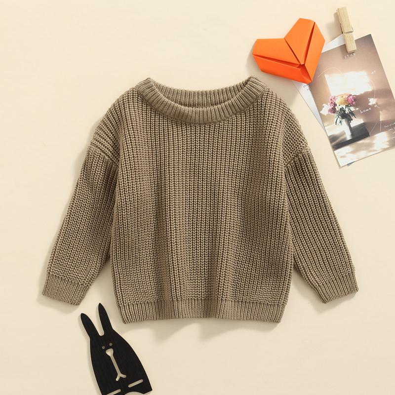 Product Introduction of Baby Girls Boys Knit Sweater Solid Color Long Sleeve Crewneck Knitwear 27