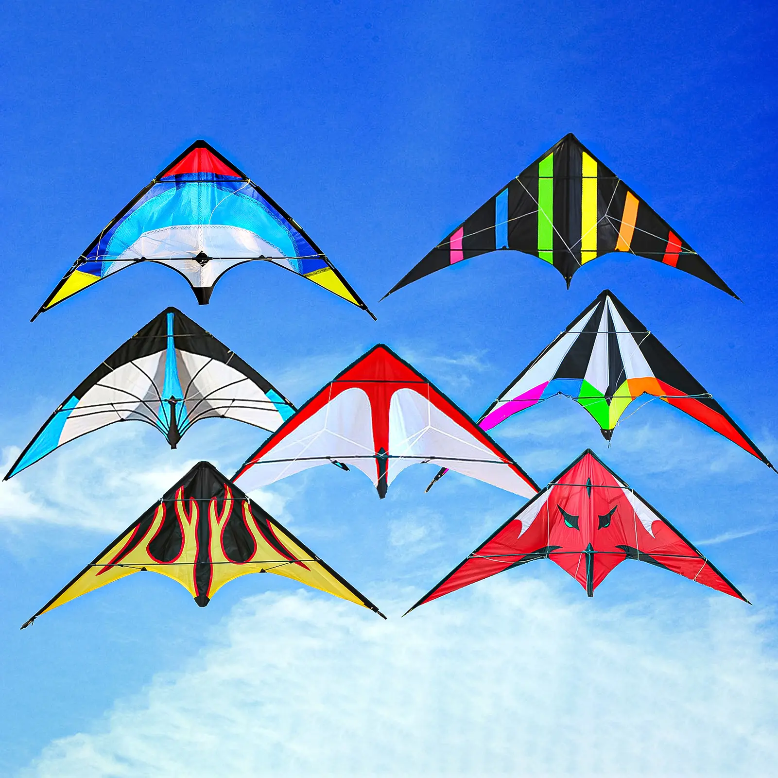 Kite Colorful Large Sound 1.2M Triangle Stunt Kite for Playing