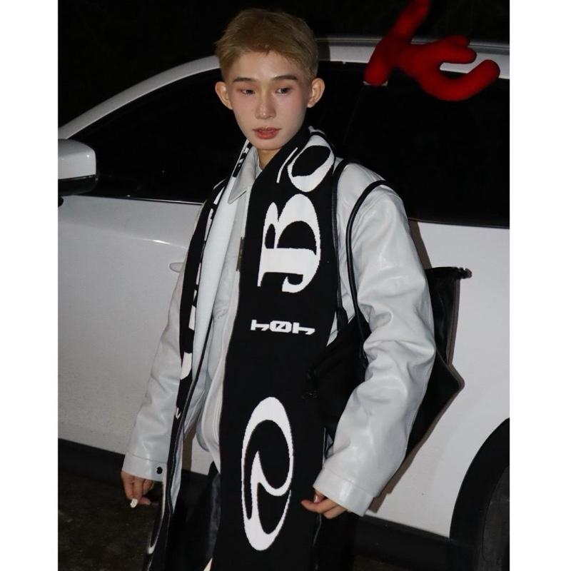 Khăn quàng cổ khăn len BFB W01 Deer6 2 mặt đen trắng