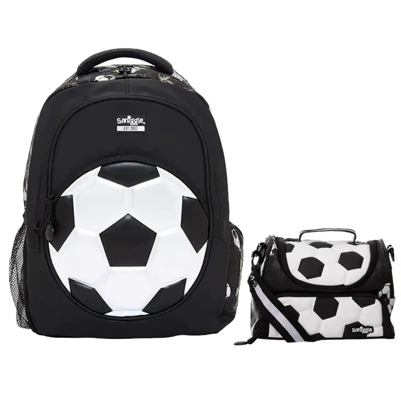 Time-Limited Wholesale Australia Smilggle Schoolbag Children's Large White Football Backpack Primary and Secondary School Students Large Capacity Backpack Casual