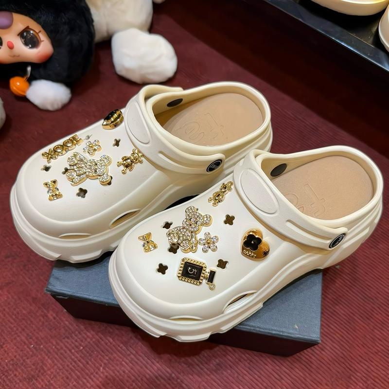 Dép sục nữ eva đế vao 7cm charm gấu vàng charm thỏ êm mềm hàng bản đẹp DéP Slipper Women Có Quai