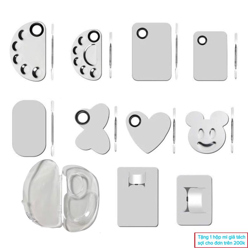 Khay trộn kem nền, pha màu trang điểm (phấn mắt, son môi...) đủ loại khác nhau