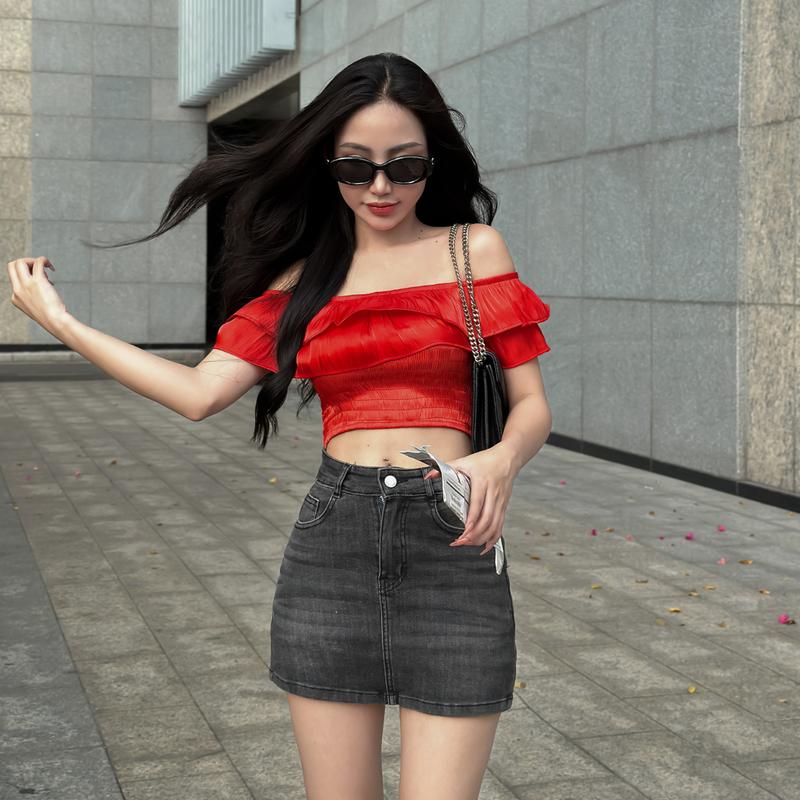 [ TiQi Jeans ] Áo bẹt vai bèo 2 tầng [TiQi] Nữ