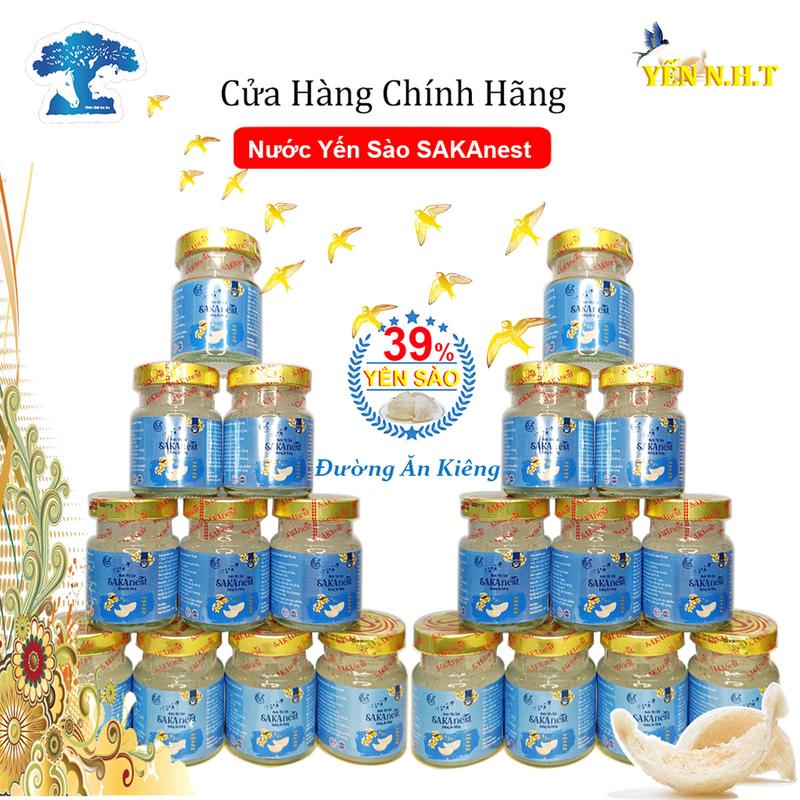 Combo 20 hủ yến sào Sakanest đường ăn kiêng cao cấp 39% yến tươi 70ml không hộp