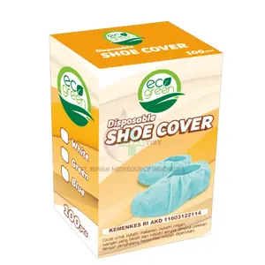 Disposable Shoe Cover Pelindung Sepatu Ecogreen Kemenkes 100pcs - Hijau & Putih