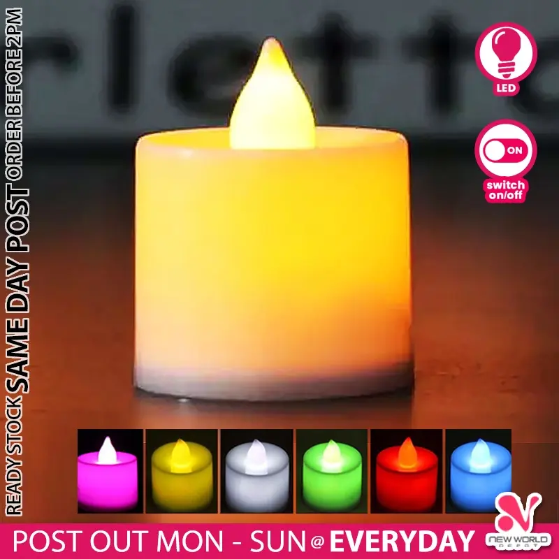 ( Free 2 x Battery ) Romantic Smokeless Flame Candle LED Light Lamp For Wedding Birthday