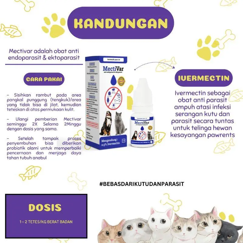 Satwagia - MectiVar Obat Tetes Kutu Cacing Anti Parasit Anjing Kucing 2