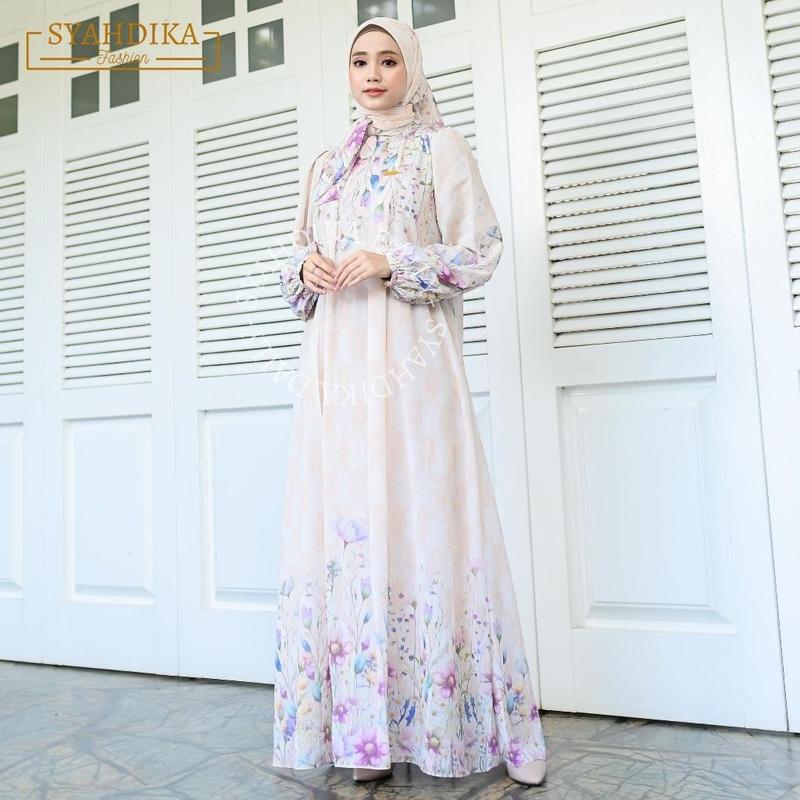 (FREE HIJAB) ZHAFIRAH FLOWER DRESS GAMIS WANITA KEKINIAN CERUTY BABY DOLL PREMIUM 3