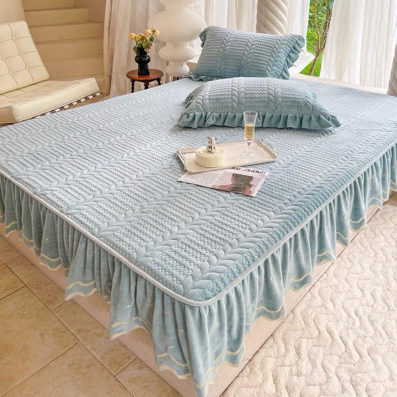 Bộ Ga Gối Trần Phủ Bánh Bèo Nỉ Nhung Chất Nỉ Dày Dặn Mềm Mịn 2