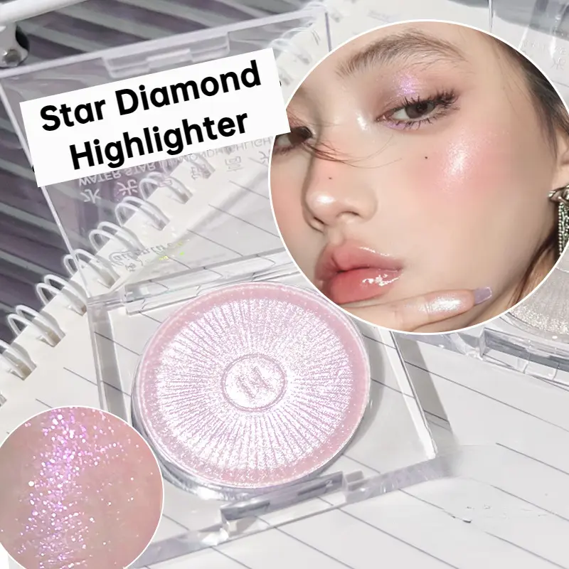 HLLR Sparkling Shimmer Highlighter Contouring Brightening Fine Glitter Crushed Diamond Star Transparent Sequin Eyeshadow Student Makeup Face Makeup Body Highlighter