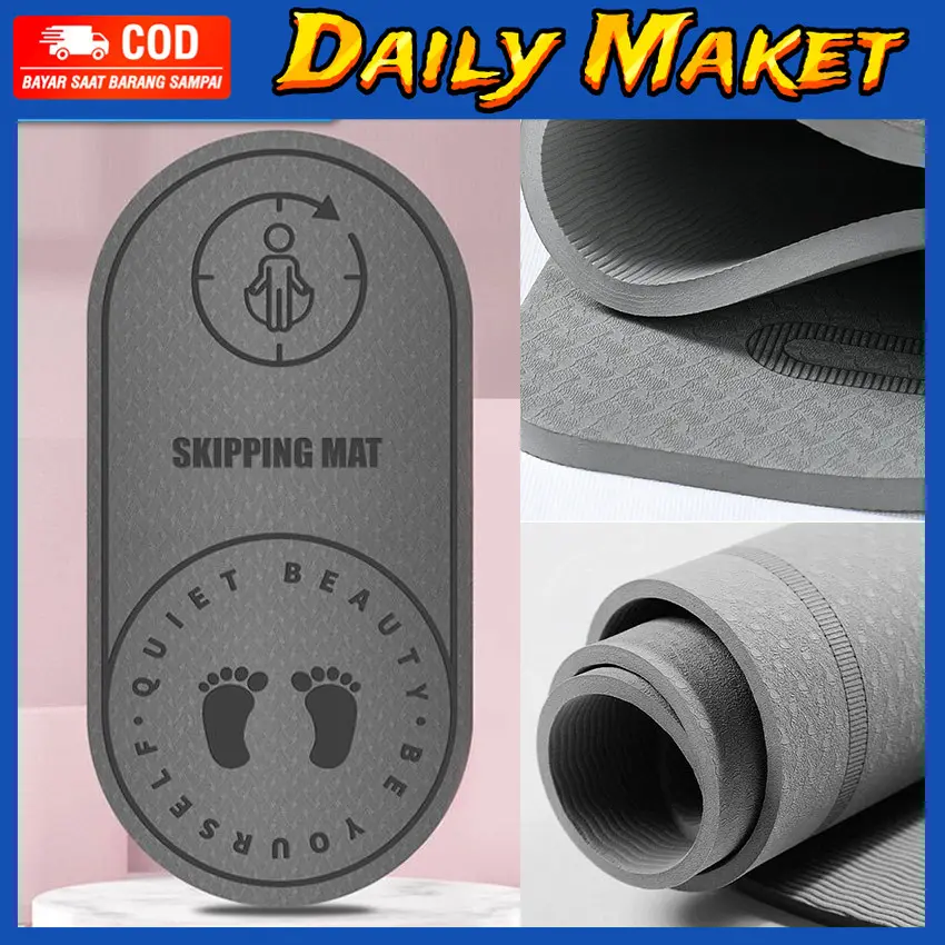 Skipping Mat 6-10-15mm Anti Slip Matras Lompat Tali Olahraga Empuk Fitness Jumping Ma