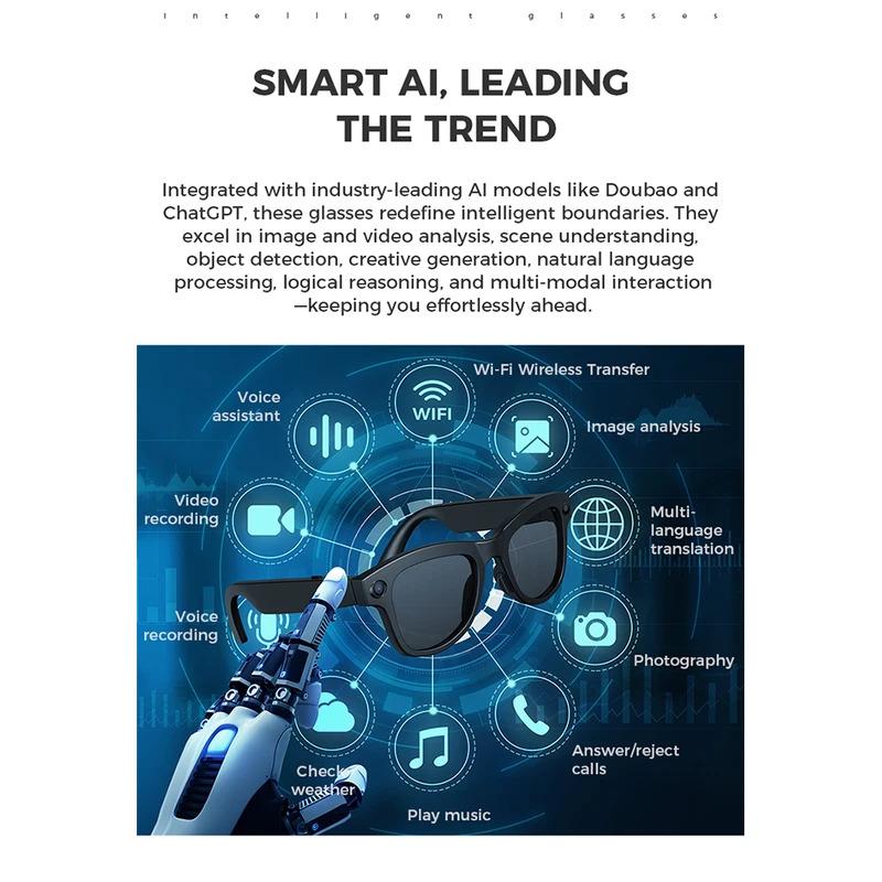 AI Smart Glasses M01 for Photography Object Recognition Video Recording Bluetooth Music Calling AI Recognition Translation - Image 5