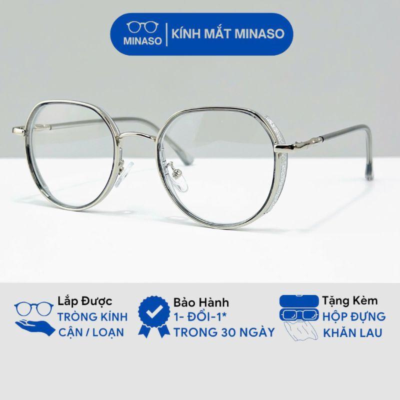 Gọng kính cận nữ nam hợp kim cao cấp chắc chắn thời trang Hàn Quốc thay được tròng cận Minaso 591