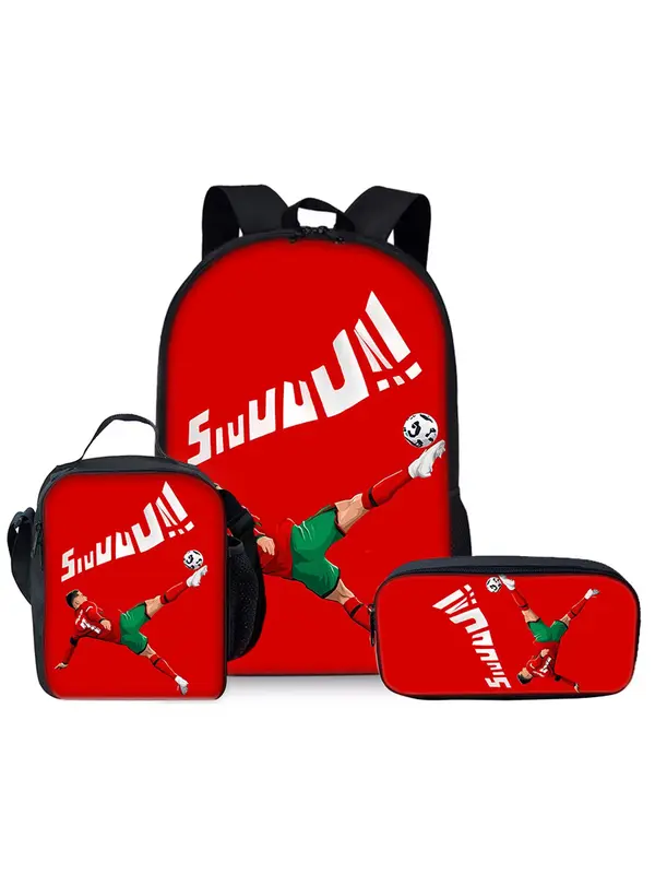 No.7 Print Backpack Set, Casual Backpack & Lunch Bag & Pencil Case, Functional Bag Set for Men & Women 7