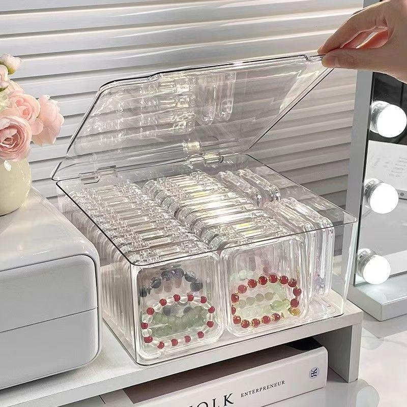 Bracelet Crystal Storage Box Storage Desktop Bracelet Transparent Jewelry Crafts Ornament Dustproof Necklace Finishing Box Display Organizer Storage Box 8