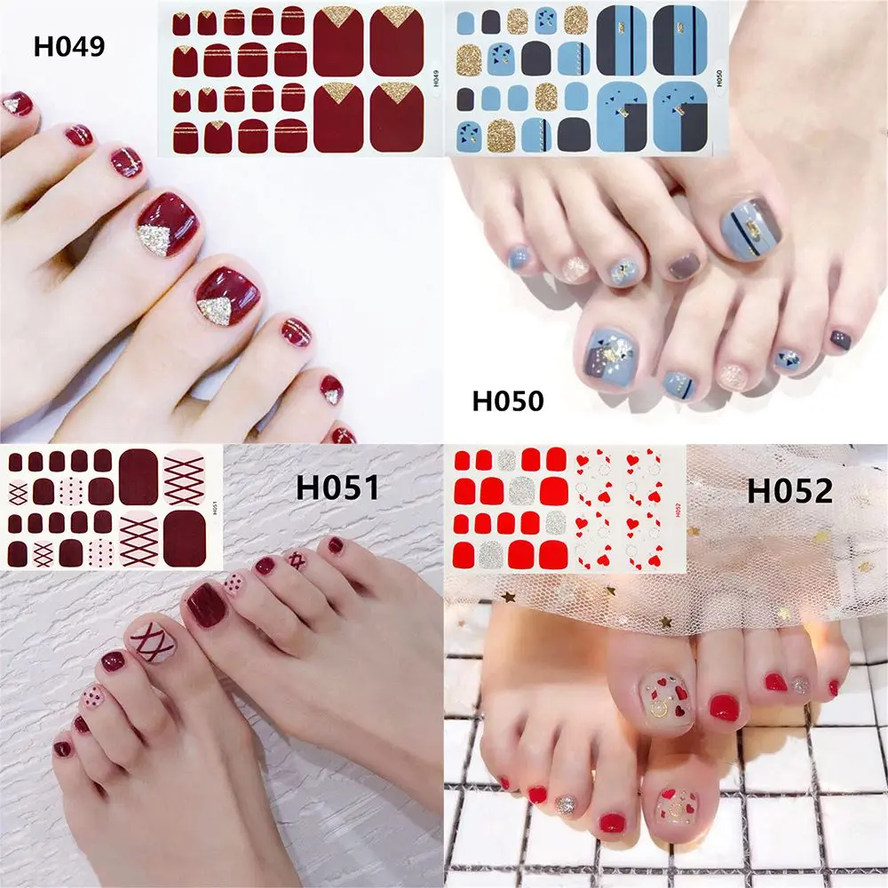 Miếng Dán Móng Chân Tự Dính Không Thấm Nước, 22 Chiếc, Móng Chân Nghệ Thuật, Bọc Móng Chân, Dải Móng Tay, Miếng Dán Móng Tay Giả