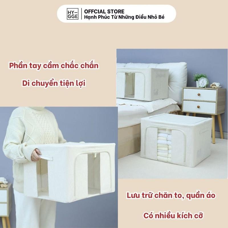 Hộp Lưu Trữ Quần Áo Vải Canvas Có Khóa Kéo Khung Kim Loại Gập Gọn Tiết Kiệm Diện Tích SP2706 3