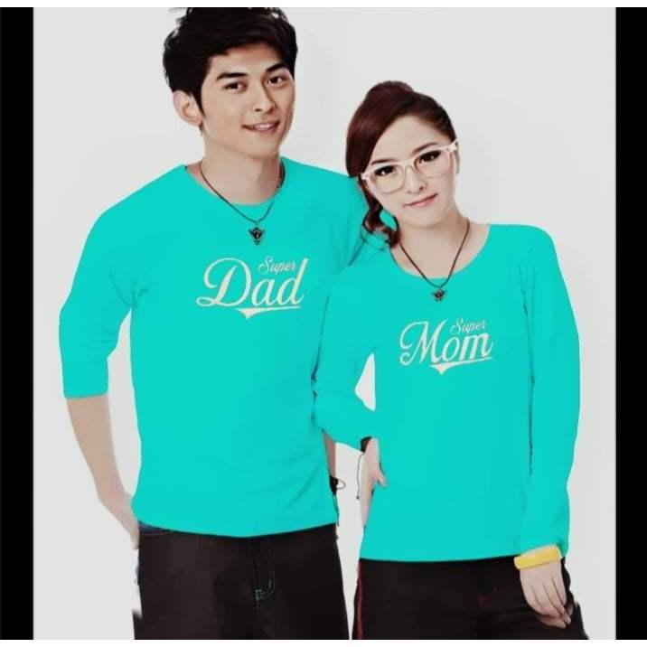 (HARGA SUDAH DAPAT 2 BAJU) Kaos Couple SUPER DAD MOM Lengan Panjang Bahan Katun Soft Sablon Printing Digital DTF Distro Cewek Cowok Pasangan Oblong Dewasa Lembut Wanita 4