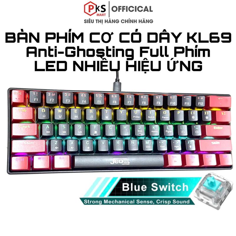 PKSMART - KL69 - Bàn Phím Cơ Có Dây 61 Nút - LED Nhiều Hiệu Ứng - Anti-Ghosting Full Phím - Blue Switch - Cáp TypeC -> USB