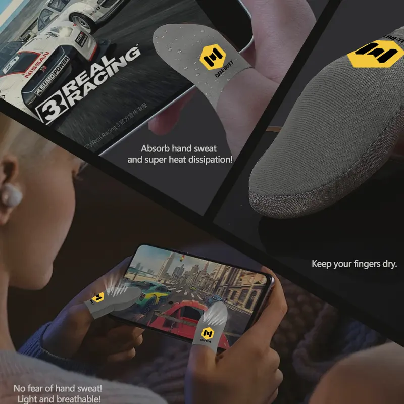 BlueWow Sarung Jari Game Ujung Jari Ganda Antiselip Alat Ajaib Kain Perak Ultra Tipis Sarung Jari Anti Keringat PUBG COD 2