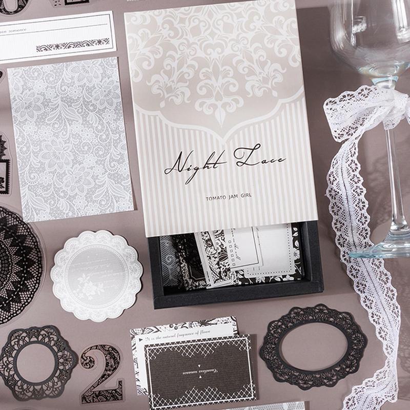 Vintage Lace Pattern Material Paper, 100pcs/box Mixed Style Scrapbooking & Stamping Paper, DIY Decorative Material for Scrapbooking & Journal Making 2