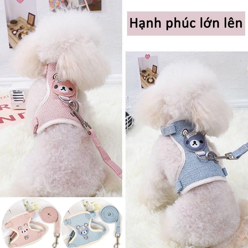 Dây Đi Ra Ngoài Cho Thú Cưng Nhỏ, Dây Đeo Ngực Quần Áo Cho Chó Mèo, Chuột Lang, Loại Áo Vest, Thiết Kế Gấu Hoạt Hình, Dây Kéo